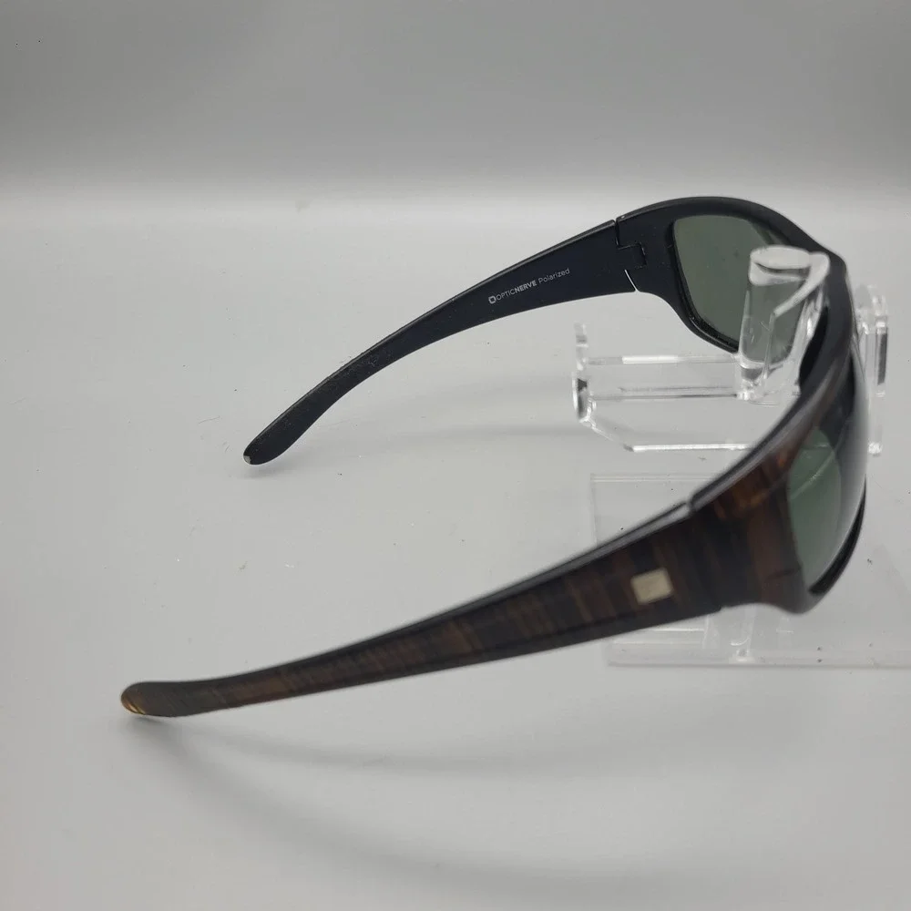 Optic Nerve Contra 18009 Polarized Sunglasses Brown Woodgrain Wrap Sport Mens